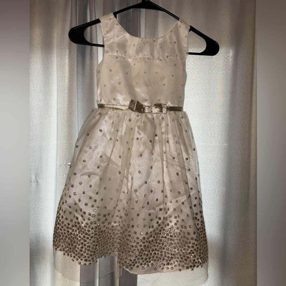 Jona Michelle White and Gold Formal Dress